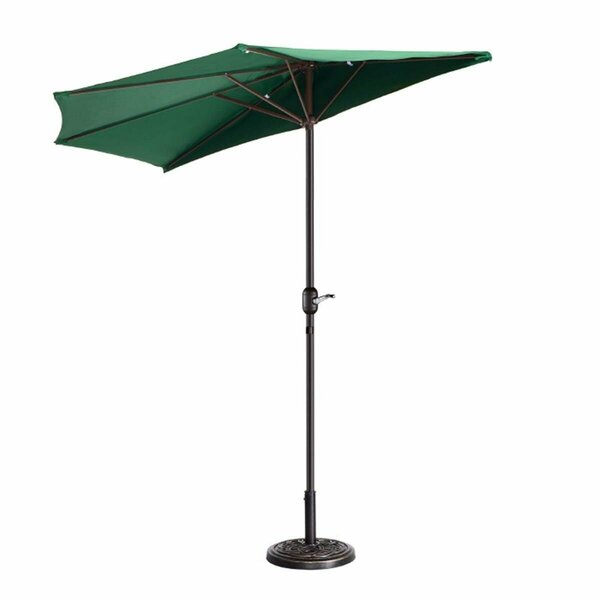 Claustro 9 ft. Outdoor Patio Half Umbrella with 5 Ribs - Forest Green CL3858464